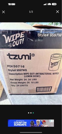 24 in box cleaning wipes lemon scent