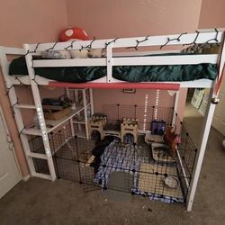 Full Size White Loft Bed with Mattress 