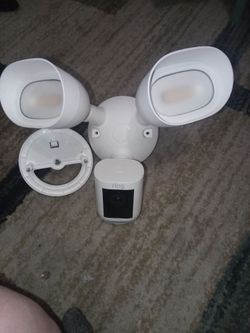 Ring camera with two LED sensored lights camera has night vision and color