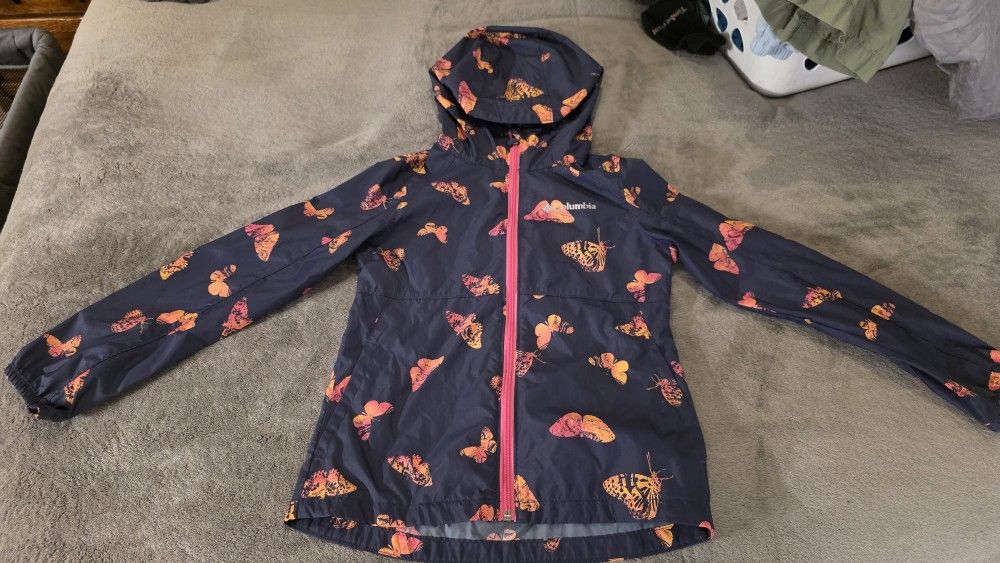 Columbia Girls Switchback Springs Butterfly Rain Jacket Size Youth SM (7-8)