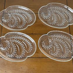 Vintage Glass Oval Snack Plates (4)