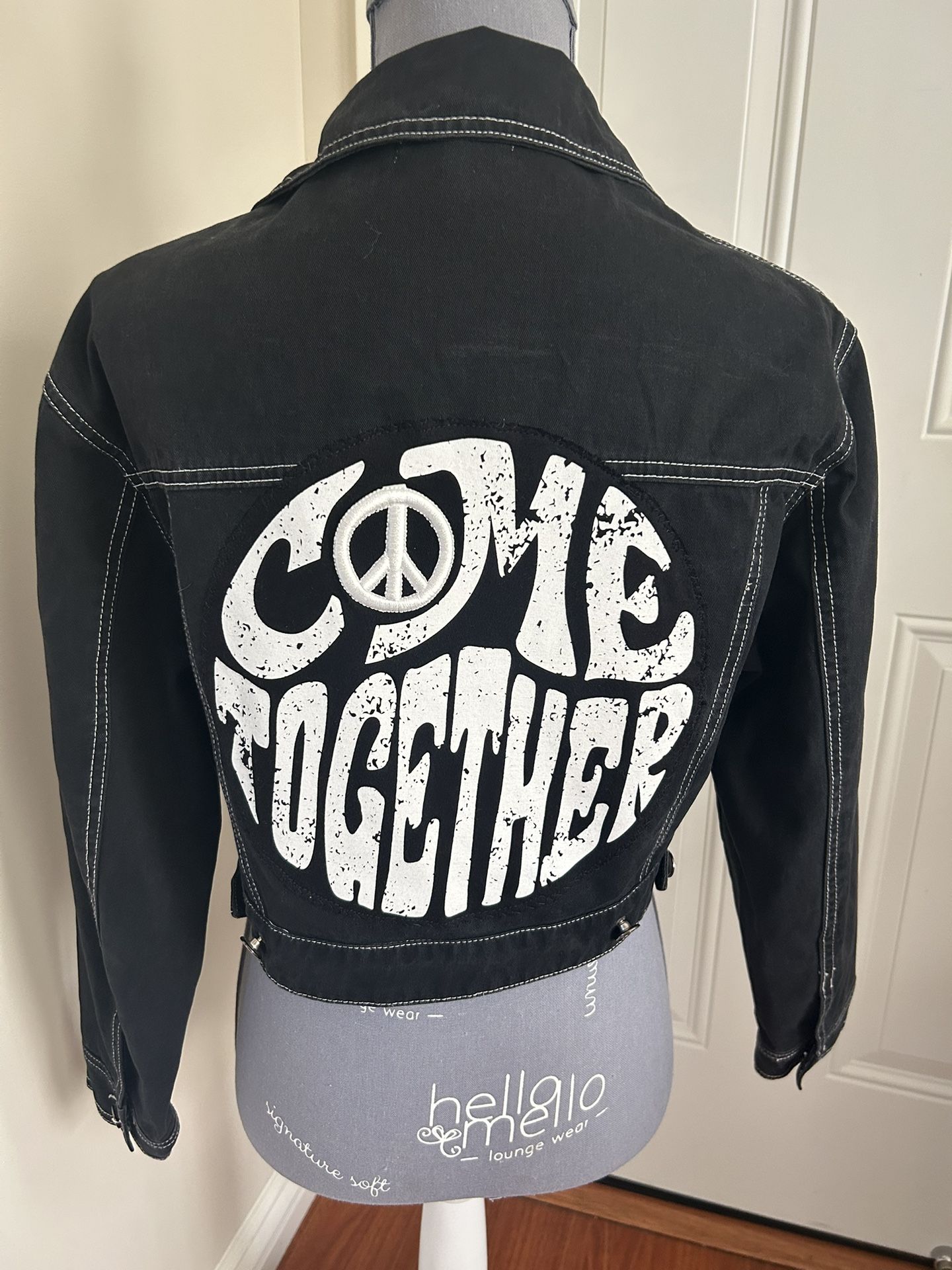 Black Denim Upcycled Jacket Size Small