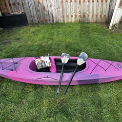 Kayak With Paddle And Garage Hoist