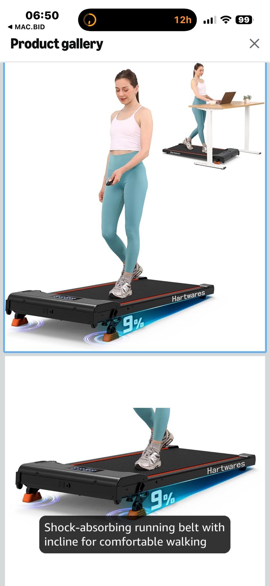 Walking Pad Treadmill with Incline, Under Desk Treadmills for Home Office Small, 2.5HP Brushless Motorized, App Compatible, Portable Walking Pad with