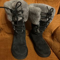 UGG Authentic 1892 Montclair Black Grey Shearling Fur Suede Winter Boots 8