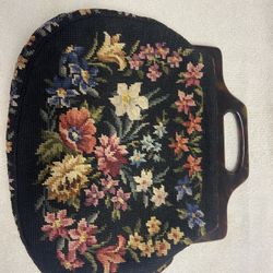 Beautiful Vintage Needlepoint Handbag – Faux Tortoiseshell Frame