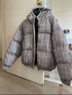 Plaid puffer jacket coat