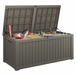 New-180 Gallon Deck Box, Resin Outdoor Storage Box, Waterproof and UV Resistant Lightweight Indoor Storage Deck Box for Pool Supplies, Garden Tools, T