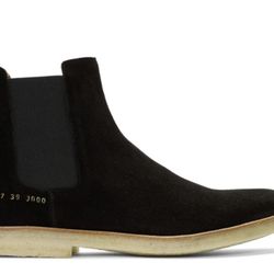 Common Projects Black Suede Chelsea Boots ankle shoes y2k design flats 