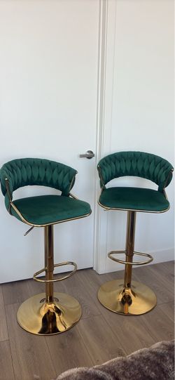Green Velvet Bar Stools Height Adjustable