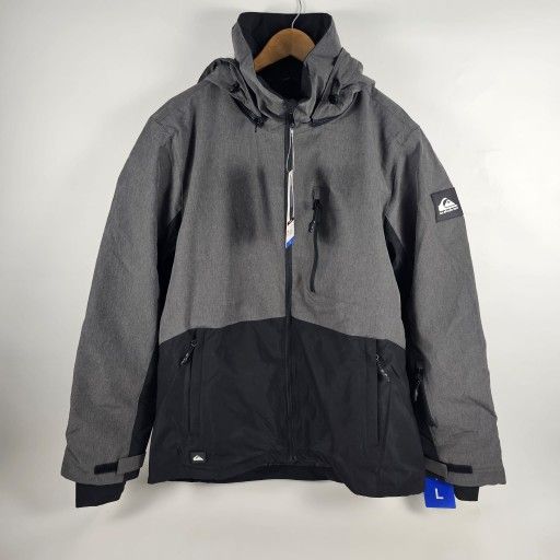 New Men's Quiksilver Gray Black Snow Jacket Large