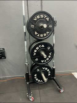 NEW Bumper Plates, Rubber Olympic Weights, Home Gym Weight Set, Folding Squat Rack, Adjustable FID Bench Press, Stall Mats, Rubber Flooring