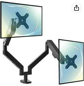 Sunon Dual Monitor Mount Stand Full Motion Gas Spring Desk Mount Dual LCD Arm for 10 to 32 inches VESA Screens (Black)