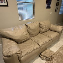 Tan leather Sofa / Couch