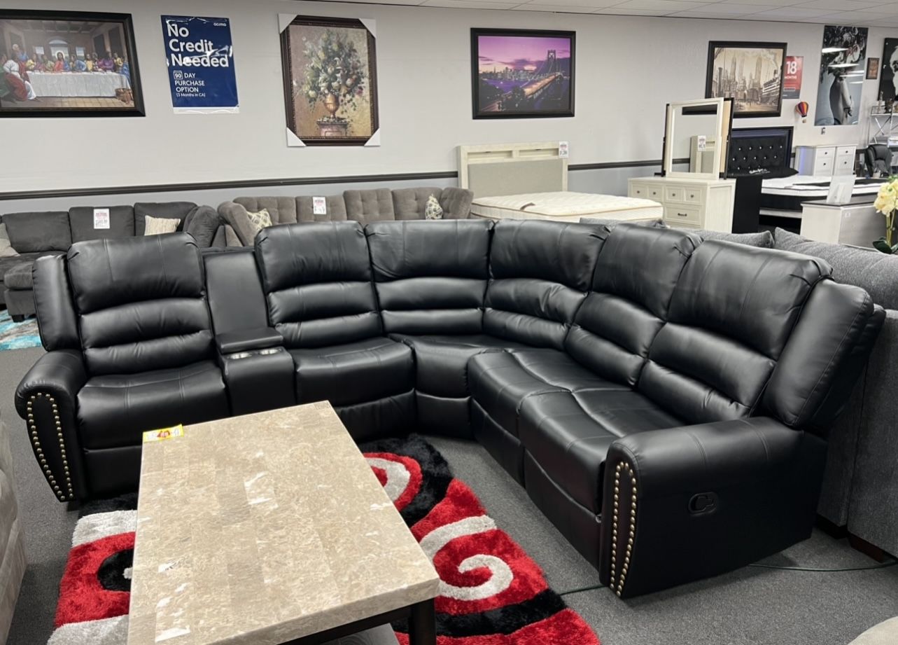 Black Leather Sofa Sectional 💥SALE💥