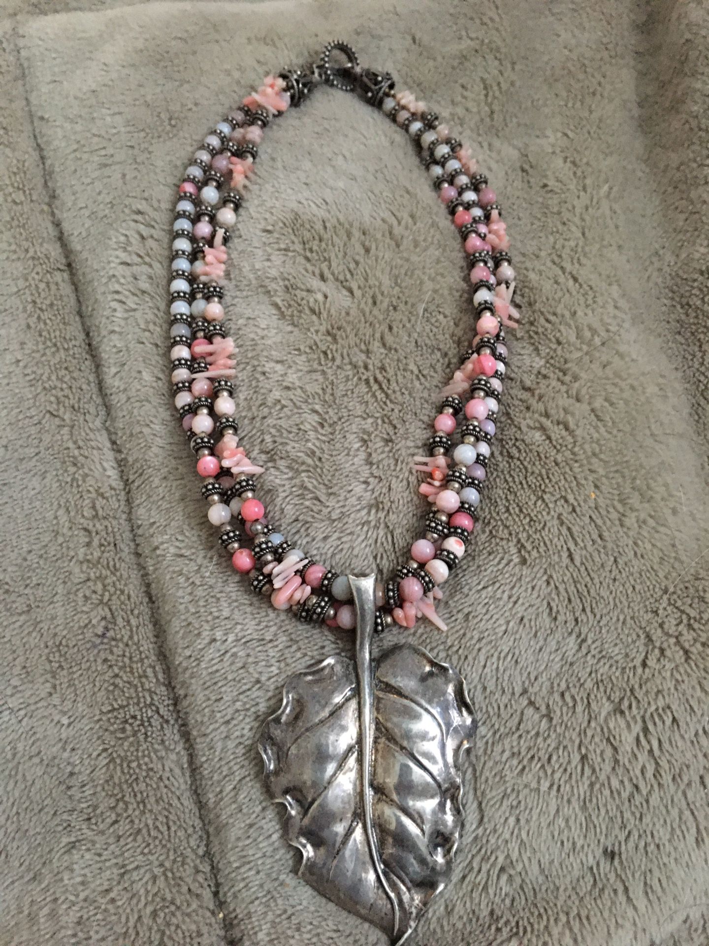 Coral And .925 Silver Necklace 