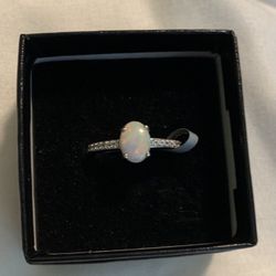 Ethiopian Opal And Zircon Ring  Size 6