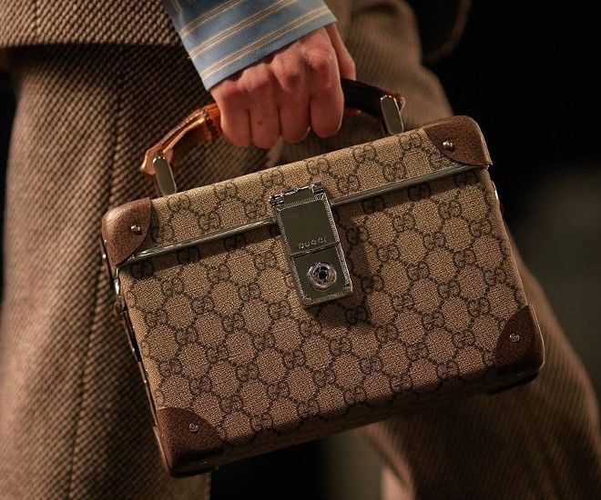 Gucci GG Globe Trotter Vanity Bamboo Trunk Bag Box Monogram Silver Brown Case ITALY $3200