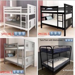 Two/ Twin Wooden Bunkbed With Both Nice Mattresses Included  👈🏼 