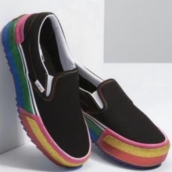 NWT Vans unisex sprinkle platform rainbow slip ons