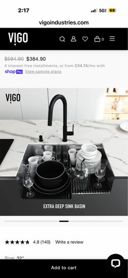 VIGO Hampton Stainless Steel 32 inch Kitchen Sink