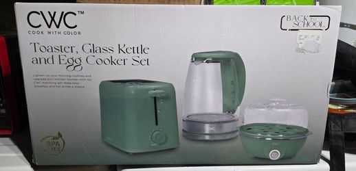 Toaster, Glass Kettle and Egg Cooker Set