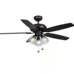 Hampton Bay Rockport 52 in. LED Matte Black Ceiling Fan with Five Reversible Blades