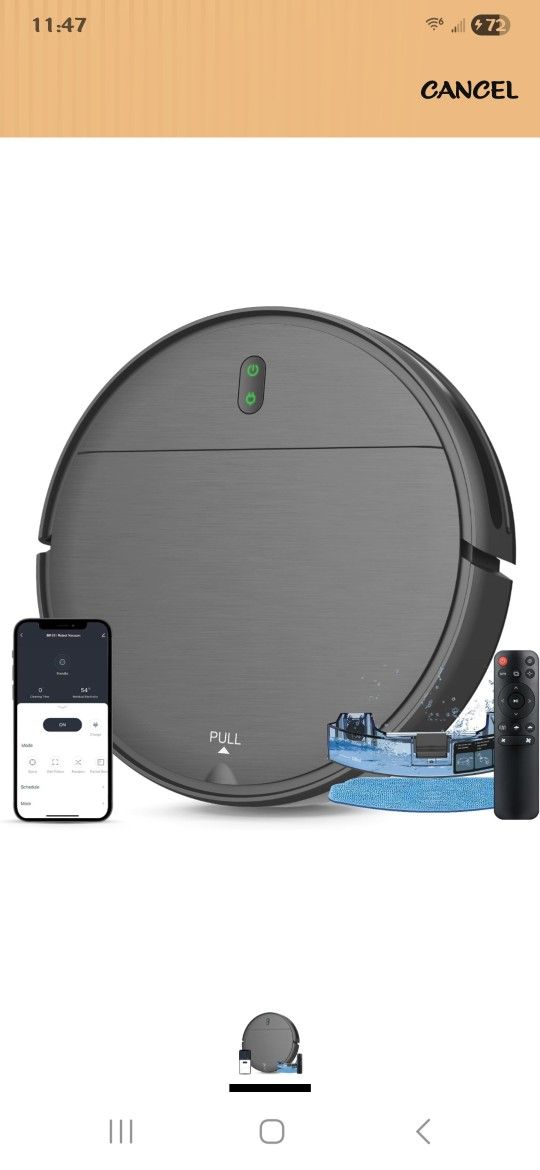 MAMNV Robot Vacuum and Mop Combo, WiFi/App, Vacuum and Mop Robot with Schedule, 2 in 1 Mopping Robot Vacuum with Water tank