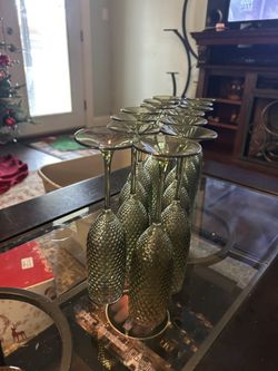 Vintage Green Plastic Champagne Glasses