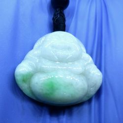 Burmese icy Type A Jadeite Jade Pendant mini Lucky Happy Buddha.
