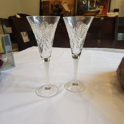 Cut Waterford Crystal Champagne Flutes - Millenium Collection “Happiness”