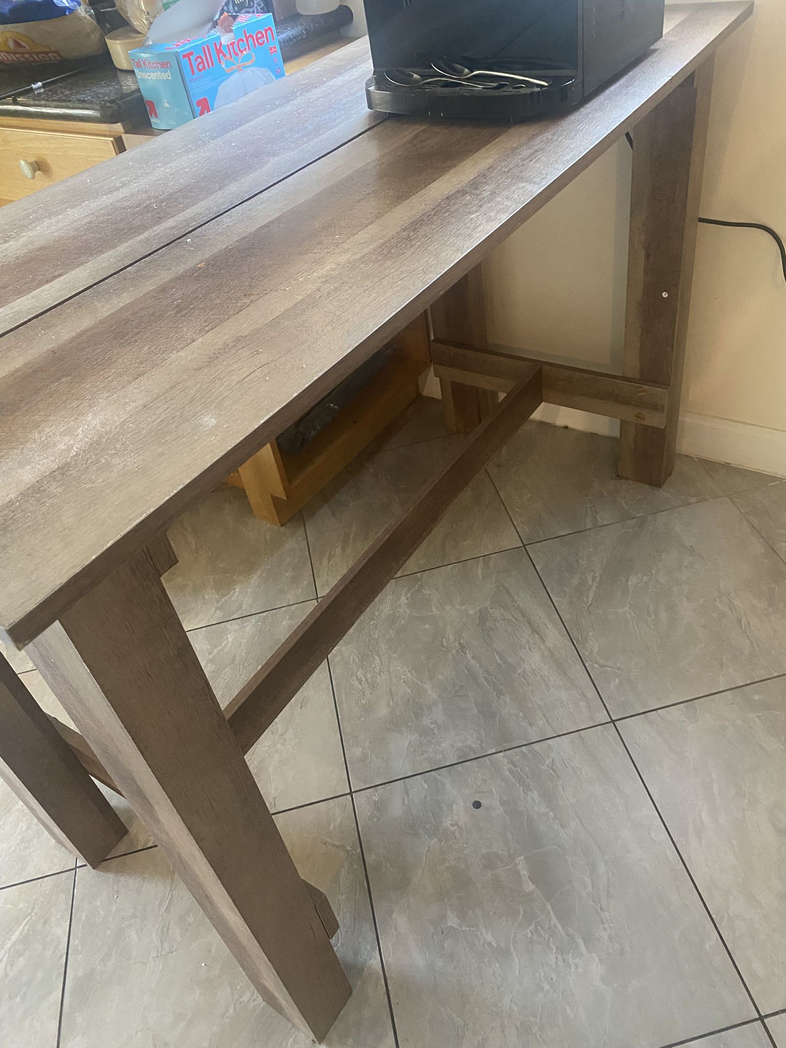 Wooden Counter Height Table   25 1/2  H  X  55-1/2 L