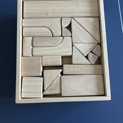Large Box Of Classic Wooden Building Blocks