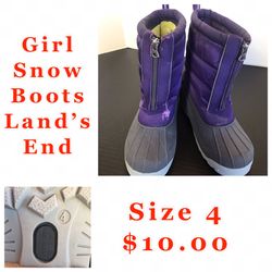 Girls Snow Boots, Size 4