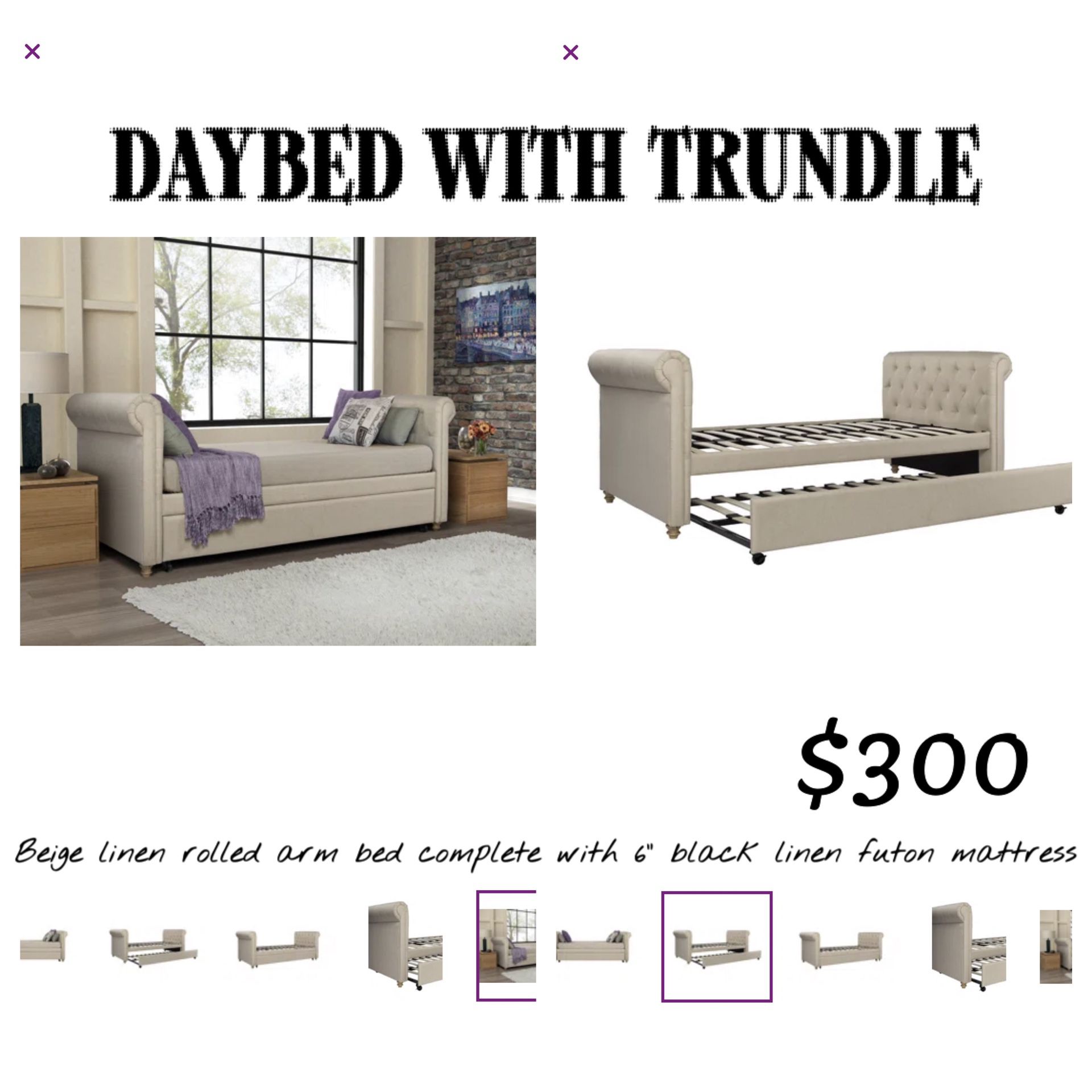 Elegant Daybed Rolled Arms