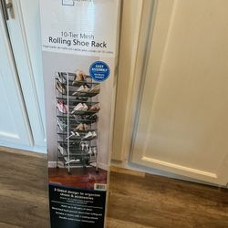 Metal Rolling Shoe Rack,10 Tiers, 60 Shoe Paircapacity Space Saveing Shoe Storage. Durable Silver. Check My Profile For More Items Available