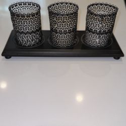 Black Decorative Intricate Candle Holder