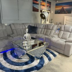 Light Grey Microfiber Power Sectional With Led Lights On Special For Only $1699