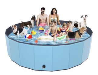 YSJILIDE Portable Dog Pool PVC Pet Swimming Bathtub Collapsible Hard Plastic Pool for Pets to Swim and Bath (87"x 16" Blue)