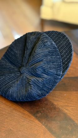 Vintage Black Corduroy Newsboy Cap Elastic Back Baker Boy Cabbie Hat