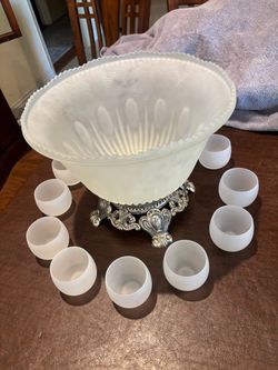 Frosted Punchbowl with 12 cups