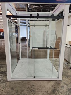 Shower door frame and frameless