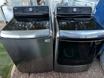 LG “True Balance” Diamond Glass/tag on Top Load Washer And Electric  Jumbo Dryer
