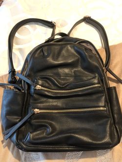 Madison West name brand black leather backpack