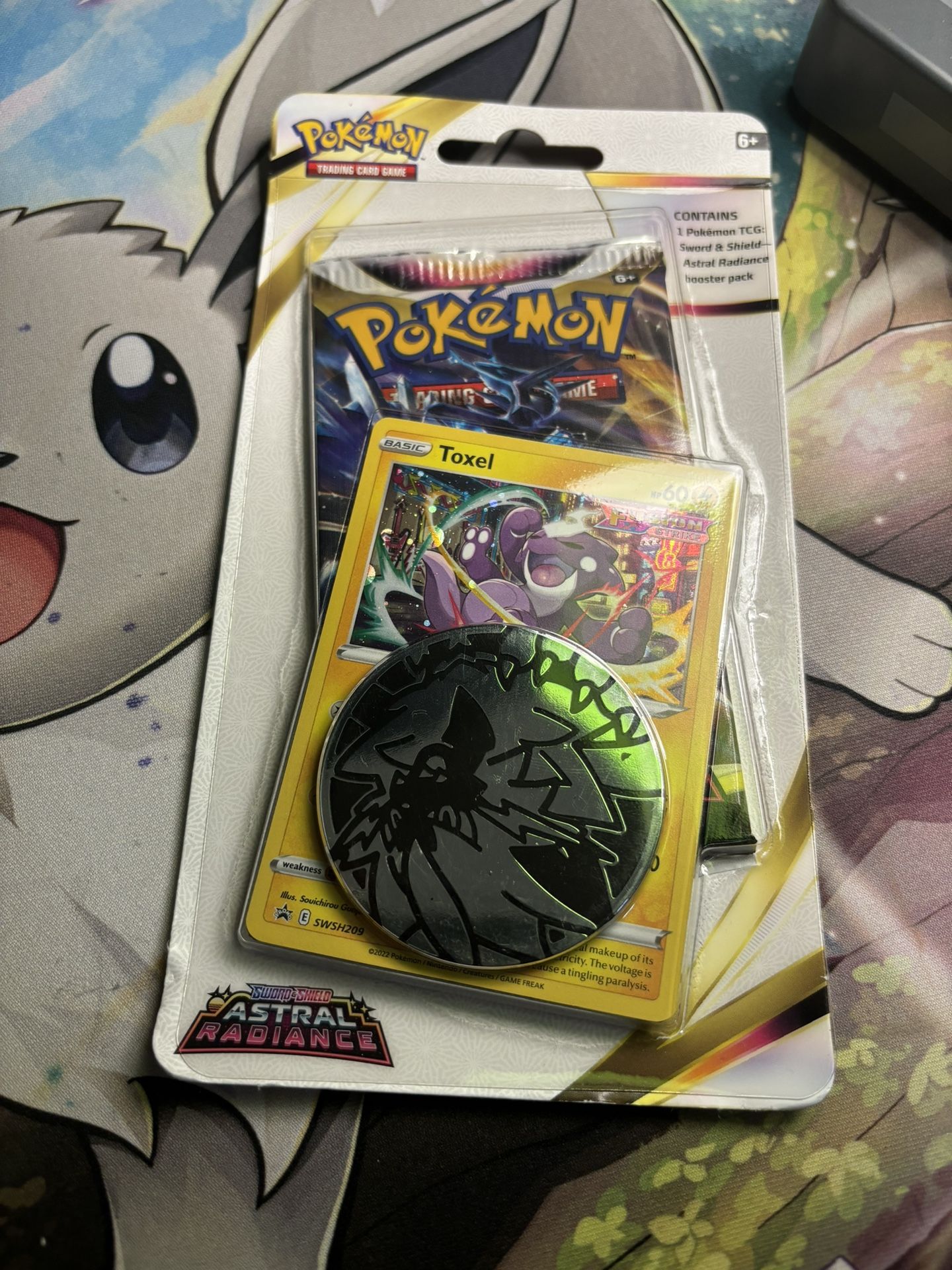 New Pokemon Holo Toxel Astral Radiance Blister Pack + Coin