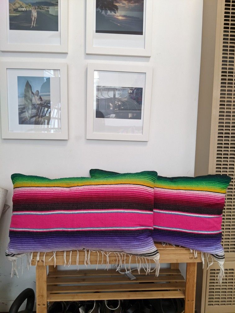 Mexican Serape Pillows 13" X 24"