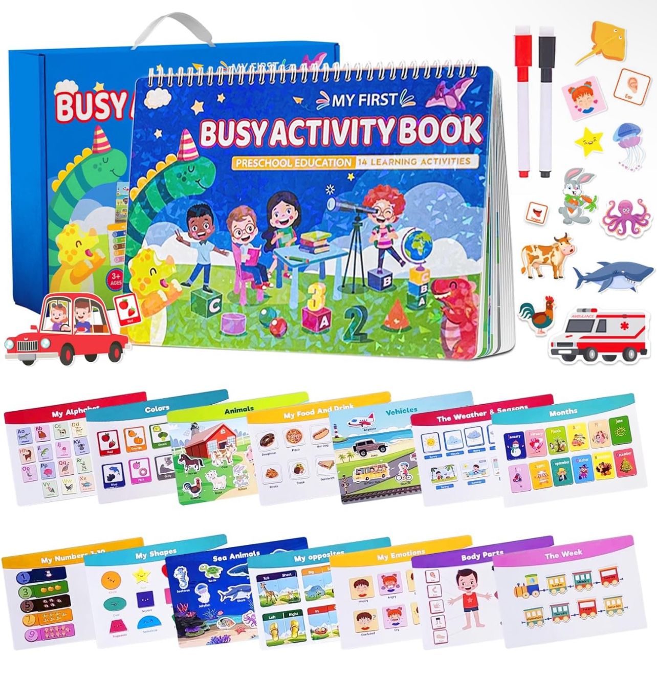Learning Activities Busy Book with 28 Themes Autism Sensory Toys