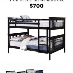 Full/Full Bunk Bed + 2 Mattress 