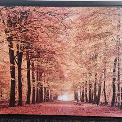 Large Framed Autumn Forest Wall Art – Modern Nature Print