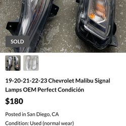 19-20-21-22-23 Chevrolet Malibu Signal Lamps OEM Perfect Condición 